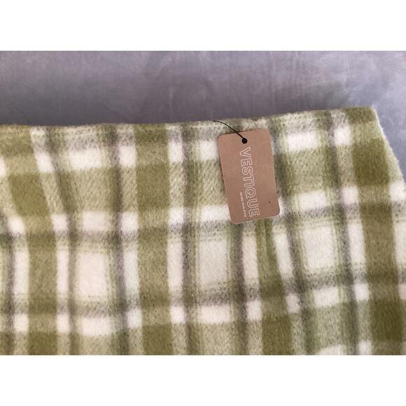 Vestique Women‎ Mini Skirt Sage White Plaid Size L Wool NWT - Picture 3 of 8